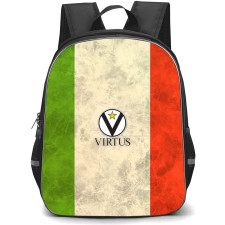 Virtus Pallacanestro Bologna Backpack School Bag StudentPack - Virtus Pallacanestro Bologna Logo On Italian Flag Background