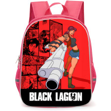 Black Lagoon Revy Backpack School Bag StudentPack - Revy is Gunfighter with Red Collage Background Poster