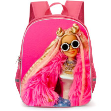 Barbie Backpack StudentPack - Barbie With Fur Jacket And Shades Realistic Art