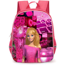 Barbie Backpack StudentPack - Barbie Smiling Random Pink Background Realistic Art
