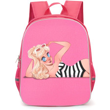 Barbie Backpack StudentPack - Barbie In Stripes Laying Down Pose Illustration