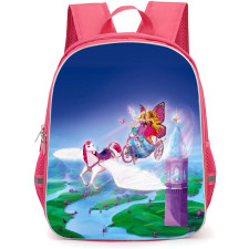 Barbie Mariposa Backpack StudentPack - Barbie Mariposa Elina And Fairy Princess Flying With Unicorn Movie Art
