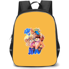 Crash Bandicoot School Backpack StudentPack - Characters Smiling Cartoon Art Sticker On Orange Background
