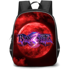 Bayonetta Backpack StudentPack - Bayonetta Logo On Red Moon Background