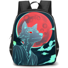 Beastars Legoshi Backpack StudentPack - Legoshi Silhouette Red Moon Background