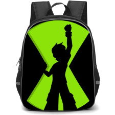 Ben 10 Backpack StudentPack - Ben10 Green And Black Minimalist Art