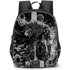 Berserk Guts Backpack StudentPack - Berserk Guts Standing With His Sword Grayscale Poster