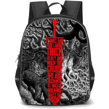 Berserk Backpack StudentPack - Berserk It Was Far Too Large Thick Red Sword Word Art On Grayscale Illustration Art