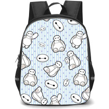Big Hero 6 Baymax School Backpack StudentPack - Baymax Chibi Pattern Purple Mickey Background