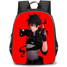 Black Torch Jiro Azuma Backpack School Bag StudentPack - Jiro Azuma Fierce Portrait On Red Background