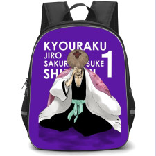 Bleach Shunsui Kyoraku Backpack StudentPack - Shunsui Kyoraku Sitting Comic Art On Purple Background