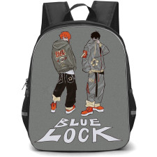 Blue Lock Backpack StudentPack - Ranze Kurona Yoichi Isagi Illustration On Grey Background