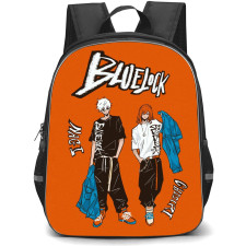 Blue Lock Backpack StudentPack - Seishiro Nagi Hyoma Chigiri Illustration On Orange Background