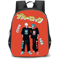 Blue Lock Backpack StudentPack - Seishiro Nagi Reo Mikage Illustration On Orange Background