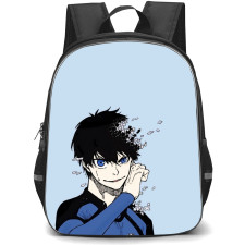 Blue Lock Yoichi Isagi Backpack StudentPack - Yoichi Isagi Smiling Comic Art On Blue Background
