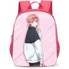 Blue Box Hina Chono Backpack StudentPack - Hina Chono Looking Back Anime Art On Pink Background