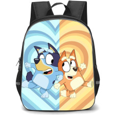 Bluey School Backpack StudentPack - Bluey And Bingo Heart Pattern Background