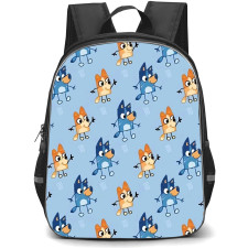 Bluey School Backpack StudentPack - Bluey And Bingo Pattern Art Blue Background
