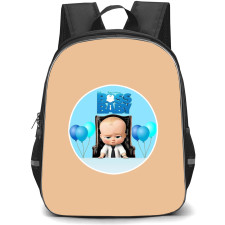 The Boss Baby Backpack StudentPack - The Boss Baby Blue Balloons And Suit Baby Round Birthday Sticker