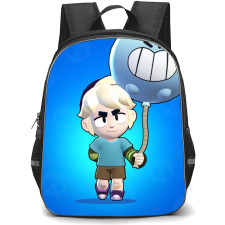 Brawl Stars Gus Backpack StudentPack - Brawl Stars Gus Holding Balloon Cartoon Art On Blue Background