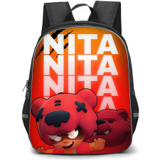 Brawl Stars Nita Backpack StudentPack - Brawl Stars Nita And Bear On Word Art Neon Light Background
