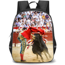 Bullfighters Backpack School Bag StudentPack - Bullfighters Bull Running On Capote Poster