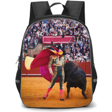 Bullfighters Backpack School Bag StudentPack - Bullfighters Bull Running On Matador