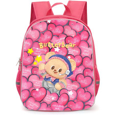 Butterbear Backpack School Bag StudentPack - Butterbear Sweet Pink Hearts Pattern Art Poster