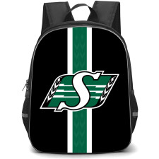 Saskatchewan Roughriders Backpack School Bag StudentPack - Logo In Green And White Line Background