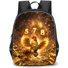 Chinese Zodiac Rooster Chicken Sign Backpack School Bag StudentPack - Rooster Chicken Sign Primary Element Metal Lucky Number 5 7 and 8