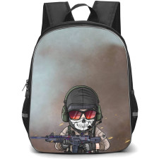 Call Of Duty Ghost Backpack StudentPack - Ghost Cartoon Art On Gray Background