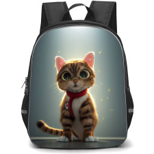 Cat Backpack StudentPack - Adorable Orange Tabby Cat Standing Under Moon Light