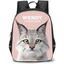 The Canada Lynx Cat Backpack StudentPack - Wendy The Canada Lynx Cat Portrait On Pink Background