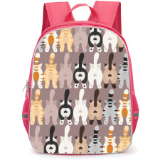 Cat Backpack StudentPack - Cute Cat Butt Pattern Art On Brown Background