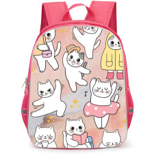 Cat Backpack StudentPack - Cute Cats In Different Posture Vector Art Poster