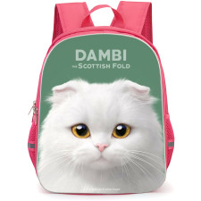 The Scottish Fold Cat Backpack StudentPack - Dambi The Scottish Fold Cat Portrait On Green Background