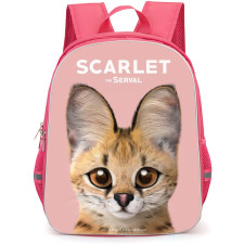 The Serval Cat Backpack StudentPack - Scarlet The Serval Cat Portrait On Pink Background