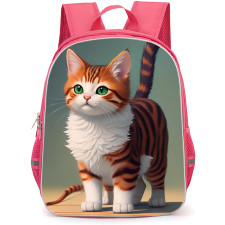 Cat Backpack StudentPack - Baby Cat Standing Portrait Digital Art Poster