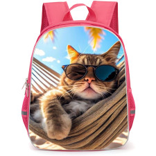 Cat Backpack StudentPack - Cat in Sunglasses Relaxing In Hammock Poster