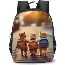 Cat Backpack StudentPack - Cats Walking On Streets With Bag Poster