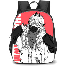 Chainsaw Man Power Backpack StudentPack - Power Portrait Comic Art On Red Background