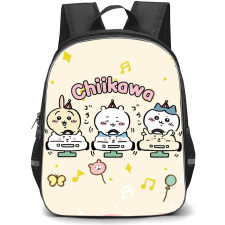 Chiikawa Backpack StudentPack - Chiikawa 03 Cuties Enjoy Driving Art with Cream Pattern Background