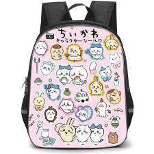 Chiikawa Backpack StudentPack - All Chibi Cartoon Characters with Pink Background