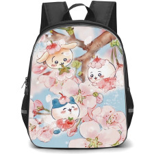 Chiikawa Backpack StudentPack - Chiikawa Cartoon Characters Sit on Flowers and Enjoy the Cherries