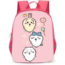 Chiikawa Backpack StudentPack - Chiikawa Cute Chibi Cartoon Characters with Pink Background