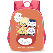 Chiikawa Backpack StudentPack - Chiikawa Cuties Enjoy Riding Together with Brown Background