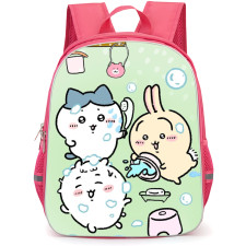 Chiikawa Backpack StudentPack - Chiikawa Enjoy the Bath Shower with Green Dotted Background