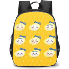 Chiikawa Backpack StudentPack - Chiikawa Nine Cute Characters with Rain Yellow Pattern Background