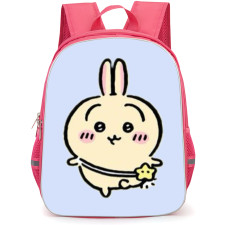 Chiikawa Rabbit Backpack StudentPack - Rabbit Chibi Pink Cute Chicks with Blue Backgroud