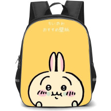 Chiikawa Rabbit Backpack StudentPack - Rabbit Usagi Raise Hand with Cute Chicks on Yellow Background